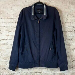 Galeries Lafayette Paris Men's XL Navy Blue Jacket Pockets Cotton Polyester